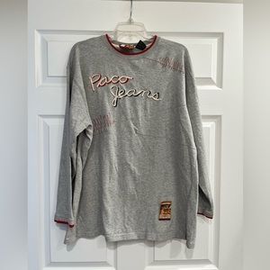 Vintage Paco Jeans Crewneck Sweatshirt Mens XL Gray 80’s 90’s Y2K Embroidered